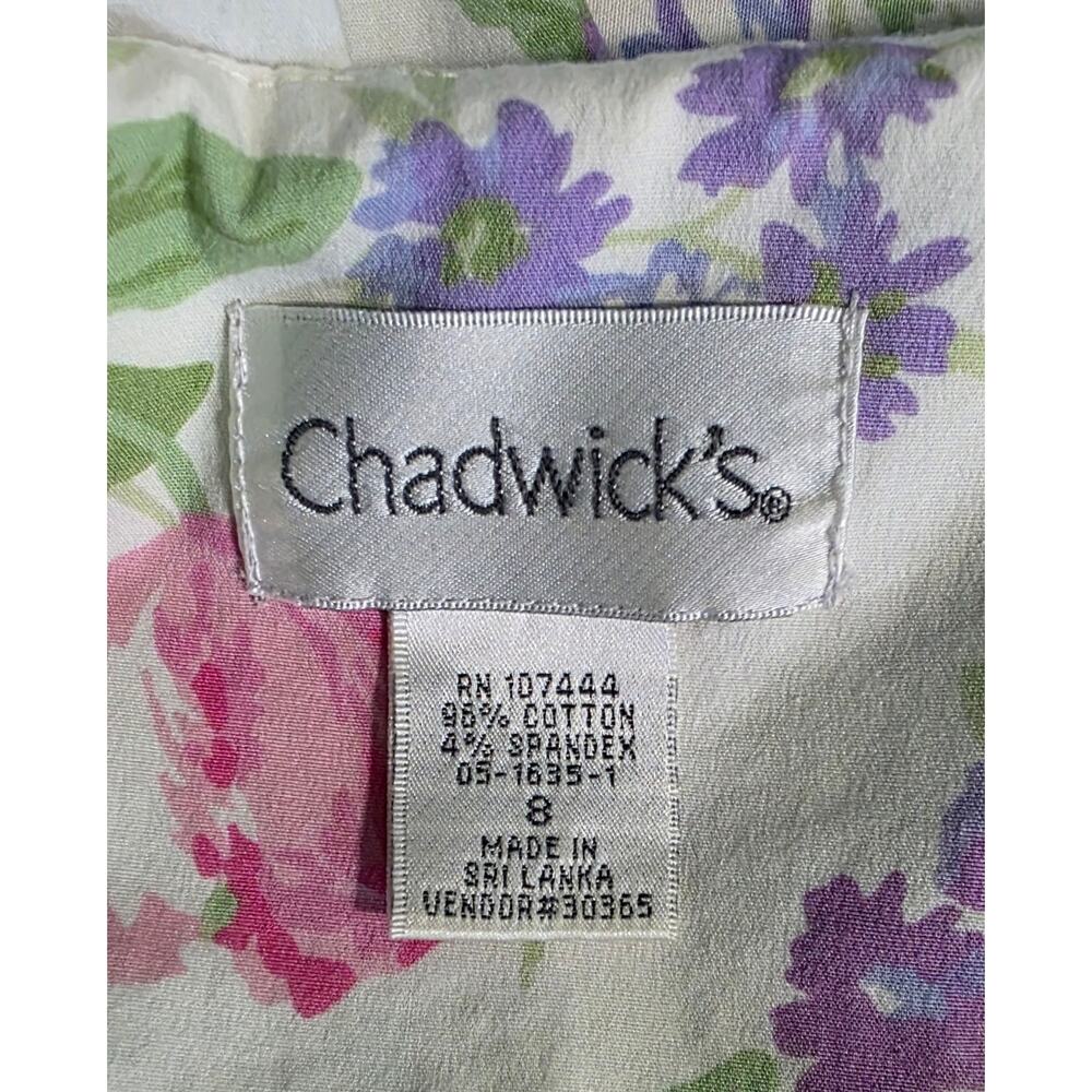 Vintage 1980s Chadwicks sleeveless cotton spandex floral print Maxi Dress Size 8 - Picture 3 of 4